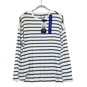 GAP Navy and White Striped Tunic Tee Long Sleeve Shirt Womens Large‎